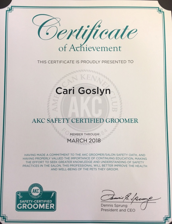 AKC Safety Certified Groomer, 2017
