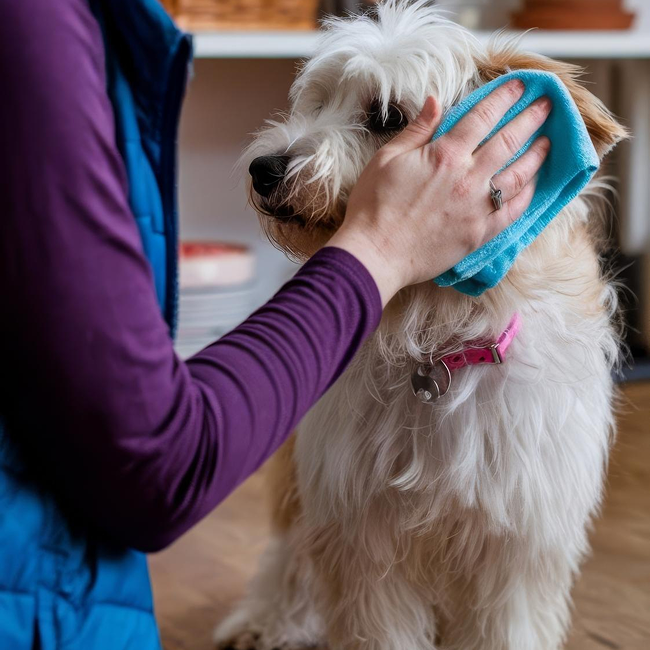 Dog receiving gentle medicated skin and coat care