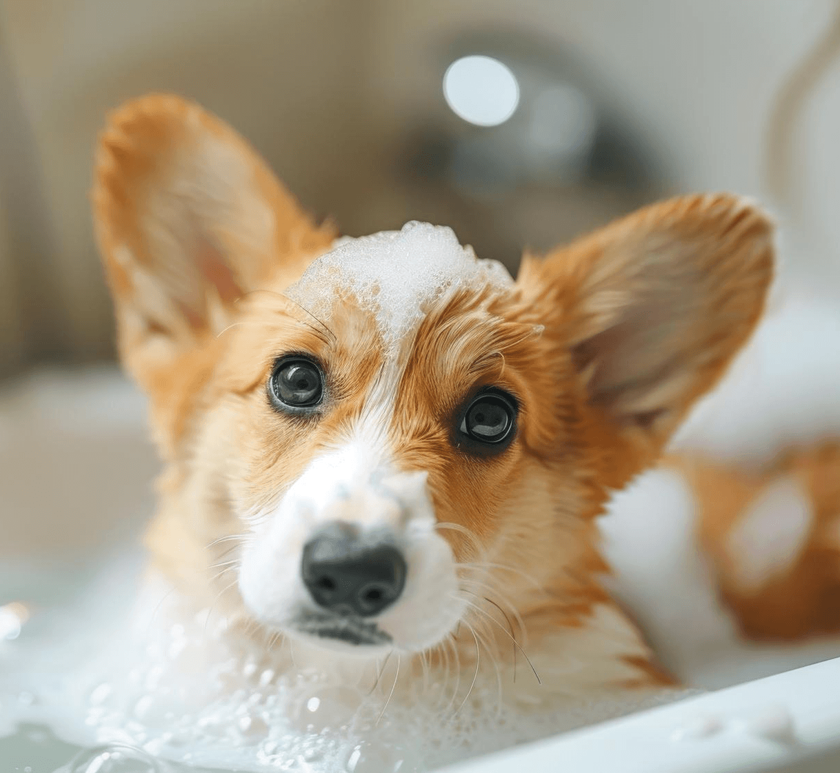 Dog with colorful professionally applied coat color