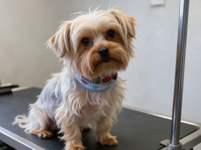 Dog before grooming