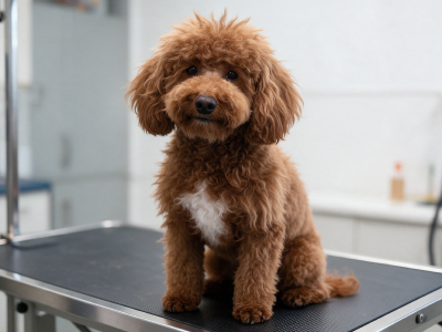 Dog before grooming