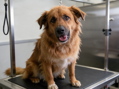 Dog before grooming
